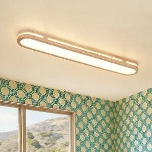 LightFixturesUSA - Rustic Dimmable LED Wood Oval Flush Mount Light - Ceiling Light - 37.4 in - 