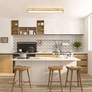 LightFixturesUSA - Rustic Dimmable LED Wood Oval Flush Mount Light - Ceiling Light - 37.4 in - 