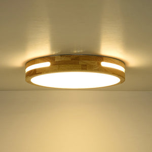 LightFixturesUSA - Rustic Dimmable LED Wood Round Flush Mount Light - Ceiling Light - 15.7 in - 