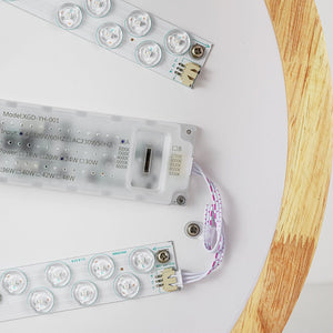 LightFixturesUSA - Rustic Dimmable LED Wood Round Flush Mount Light - Ceiling Light - 15.7 in - 