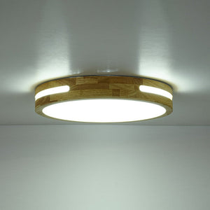 LightFixturesUSA - Rustic Dimmable LED Wood Round Flush Mount Light - Ceiling Light - 15.7 in - 