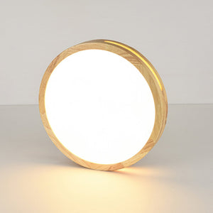 LightFixturesUSA - Rustic Dimmable LED Wood Round Flush Mount Light - Ceiling Light - 15.7 in - 