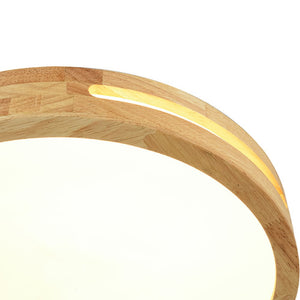 LightFixturesUSA - Rustic Dimmable LED Wood Round Flush Mount Light - Ceiling Light - 15.7 in - 