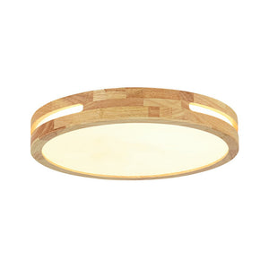 LightFixturesUSA - Rustic Dimmable LED Wood Round Flush Mount Light - Ceiling Light - 15.7 in - 