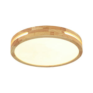 LightFixturesUSA - Rustic Dimmable LED Wood Round Flush Mount Light - Ceiling Light - 15.7 in - 