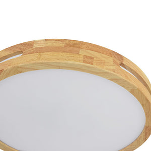 LightFixturesUSA - Rustic Dimmable LED Wood Round Flush Mount Light - Ceiling Light - 15.7 in - 