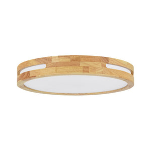 LightFixturesUSA - Rustic Dimmable LED Wood Round Flush Mount Light - Ceiling Light - 15.7 in - 