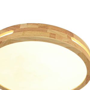 LightFixturesUSA - Rustic Dimmable LED Wood Round Flush Mount Light - Ceiling Light - 15.7 in - 