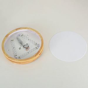 LightFixturesUSA - Rustic Dimmable LED Wood Round Flush Mount Light - Ceiling Light - 15.7 in - 