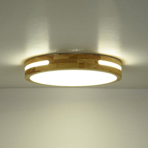 LightFixturesUSA - Rustic Dimmable LED Wood Round Flush Mount Light - Ceiling Light - 15.7 in - 