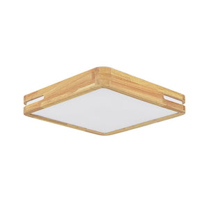 LightFixturesUSA - Rustic Dimmable LED Wood Square Flush Mount Light - Ceiling Light - 15.7 in - 