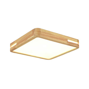 LightFixturesUSA - Rustic Dimmable LED Wood Square Flush Mount Light - Ceiling Light - 15.7 in - 