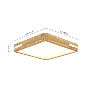 LightFixturesUSA - Rustic Dimmable LED Wood Square Flush Mount Light - Ceiling Light - 15.7 in - 