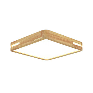 LightFixturesUSA - Rustic Dimmable LED Wood Square Flush Mount Light - Ceiling Light - 15.7 in - 