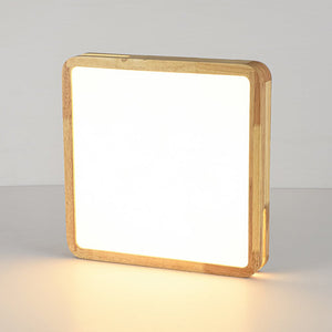 LightFixturesUSA - Rustic Dimmable LED Wood Square Flush Mount Light - Ceiling Light - 15.7 in - 