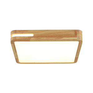 LightFixturesUSA - Rustic Dimmable LED Wood Square Flush Mount Light - Ceiling Light - 15.7 in - 