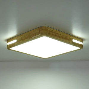 LightFixturesUSA - Rustic Dimmable LED Wood Square Flush Mount Light - Ceiling Light - 15.7 in - 
