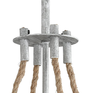 LightFixturesUSA - Rustic Hemp Rope Distressed White Glass Globe Pendant Light - Pendant Light - 12.6 in - 