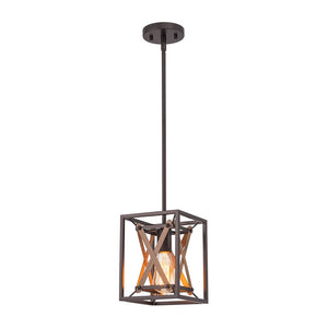 LightFixturesUSA - Rustic Industrial 1 - Light Square Cross Cage Pendant Light - Pendant Light - 1 - Light - 