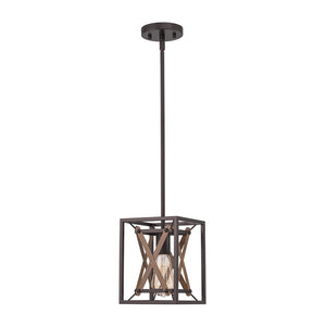 LightFixturesUSA - Rustic Industrial 1 - Light Square Cross Cage Pendant Light - Pendant Light - 1 - Light - 