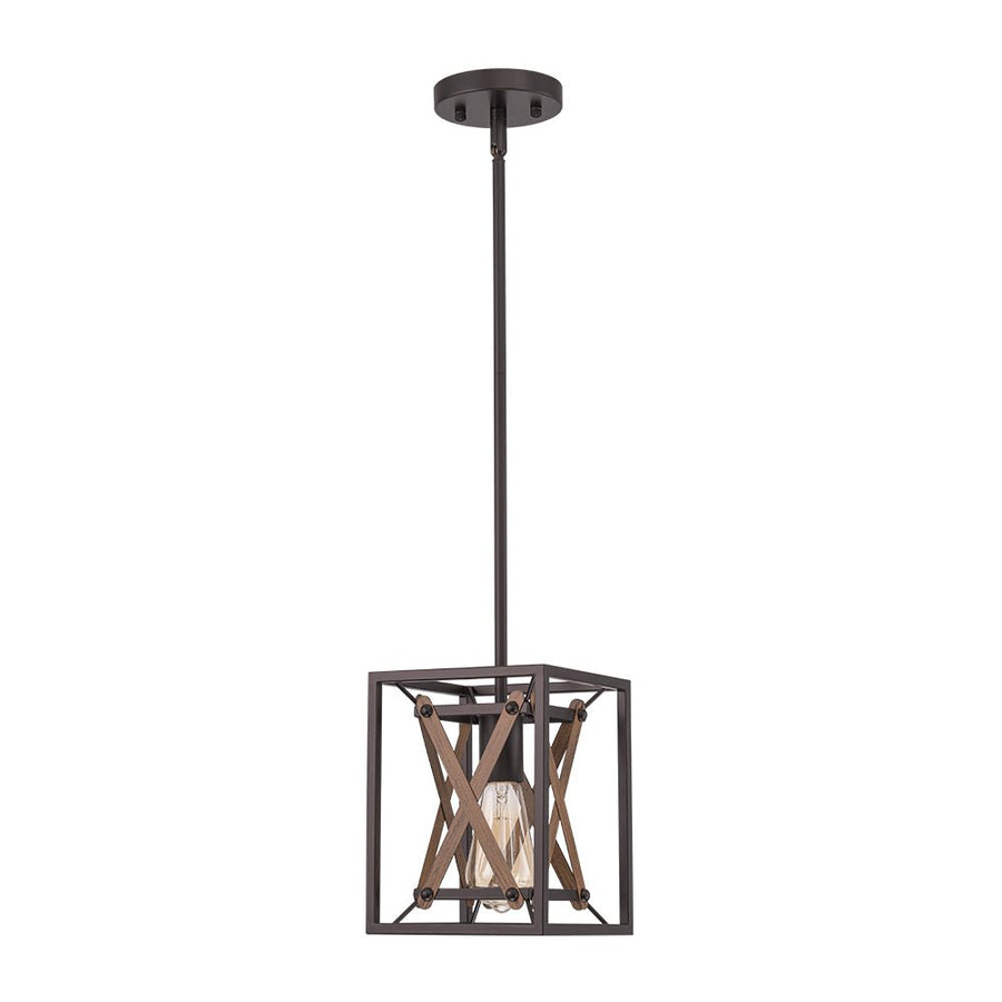 LightFixturesUSA - Rustic Industrial 1 - Light Square Cross Cage Pendant Light - Pendant Light - 1 - Light - 