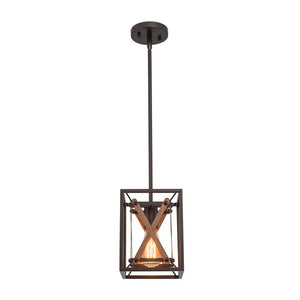 LightFixturesUSA - Rustic Industrial 1 - Light Square Cross Cage Pendant Light - Pendant Light - 1 - Light - 