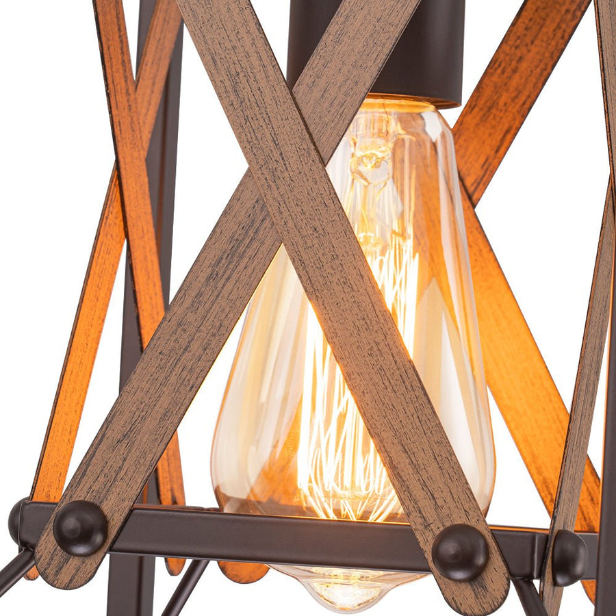 LightFixturesUSA - Rustic Industrial 1 - Light Square Cross Cage Pendant Light - Pendant Light - 1 - Light - 