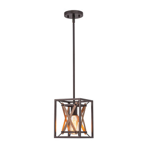 LightFixturesUSA - Rustic Industrial 1 - Light Square Cross Cage Pendant Light - Pendant Light - 1 - Light - 