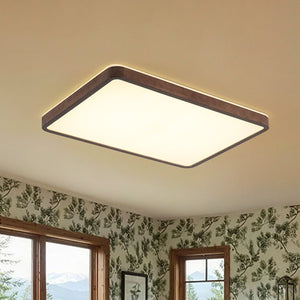 LightFixturesUSA - Rustic Rectangle Walnut Wooden Dimmable LED Flush Mount - Ceiling Light - Wooden (Pre - Order & 2 - 4 Weeks) - 