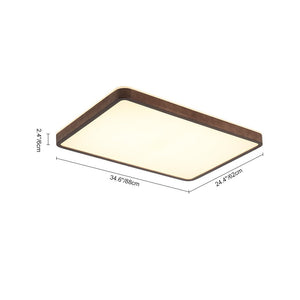 LightFixturesUSA - Rustic Rectangle Walnut Wooden Dimmable LED Flush Mount - Ceiling Light - Wooden (Pre - Order & 2 - 4 Weeks) - 