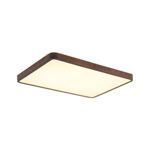 LightFixturesUSA - Rustic Rectangle Walnut Wooden Dimmable LED Flush Mount - Ceiling Light - Wooden (Pre - Order & 2 - 4 Weeks) - 