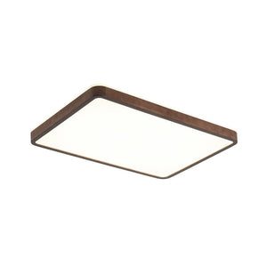 LightFixturesUSA - Rustic Rectangle Walnut Wooden Dimmable LED Flush Mount - Ceiling Light - Wooden (Pre - Order & 2 - 4 Weeks) - 