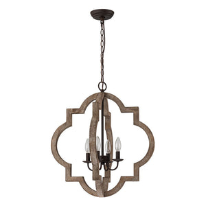 LightFixturesUSA - Rustic Vintage Wood Quatrefoil Chandelier - Chandelier - 