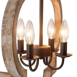 LightFixturesUSA - Rustic Vintage Wood Quatrefoil Chandelier - Chandelier - 