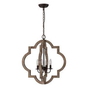 LightFixturesUSA - Rustic Vintage Wood Quatrefoil Chandelier - Chandelier - 