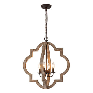 LightFixturesUSA - Rustic Vintage Wood Quatrefoil Chandelier - Chandelier - 