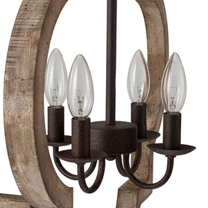 LightFixturesUSA - Rustic Vintage Wood Quatrefoil Chandelier - Chandelier - 