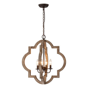 LightFixturesUSA - Rustic Vintage Wood Quatrefoil Chandelier - Chandelier - 