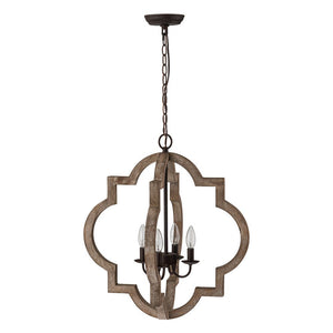 LightFixturesUSA - Rustic Vintage Wood Quatrefoil Chandelier - Chandelier - 