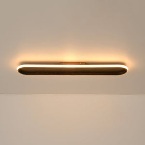 LightFixturesUSA - Rustic Walnut Wood Dimmable LED Oval Ring Flush Mount Light - Ceiling Light - 31.7 in - 