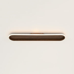 LightFixturesUSA - Rustic Walnut Wood Dimmable LED Oval Ring Flush Mount Light - Ceiling Light - 31.7 in - 