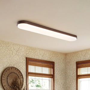 LightFixturesUSA-Rustic Walnut Wood Grain Oval Dimmable LED Ceiling Light-Ceiling Light-38.8 in-