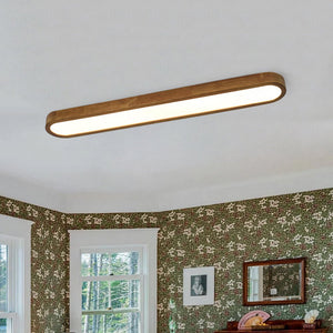 LightFixturesUSA - Rustic Walnut Wood Oval Dimmable LED Flush Mount Light - Ceiling Light - 37.4 in - 