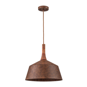 LightFixturesUSA-Rustic Weathered Brown Rust-Copper Metal 1-Light Pendant-Pendant Light-15.7 in-