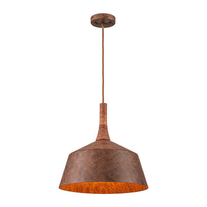 LightFixturesUSA-Rustic Weathered Brown Rust-Copper Metal 1-Light Pendant-Pendant Light-15.7 in-