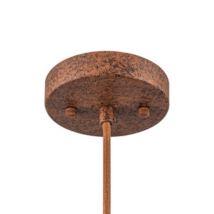 LightFixturesUSA-Rustic Weathered Brown Rust-Copper Metal 1-Light Pendant-Pendant Light-15.7 in-