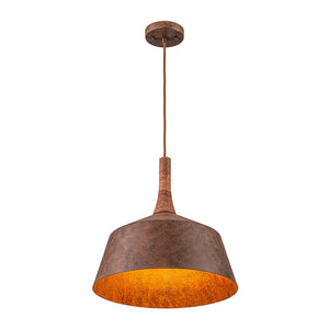 LightFixturesUSA-Rustic Weathered Brown Rust-Copper Metal 1-Light Pendant-Pendant Light-15.7 in-