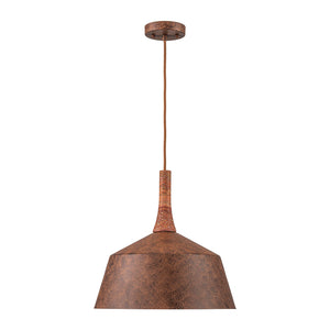 LightFixturesUSA-Rustic Weathered Brown Rust-Copper Metal 1-Light Pendant-Pendant Light-15.7 in-