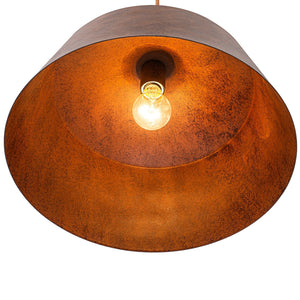 LightFixturesUSA-Rustic Weathered Brown Rust-Copper Metal 1-Light Pendant-Pendant Light-15.7 in-