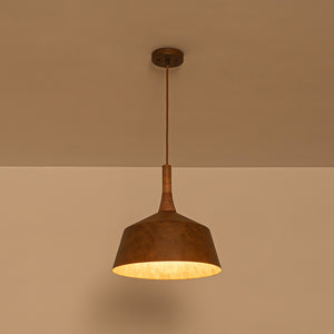 LightFixturesUSA-Rustic Weathered Brown Rust-Copper Metal 1-Light Pendant-Pendant Light-15.7 in-